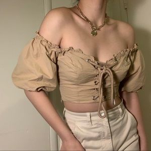 I Am Gia women’s lace up cropped top